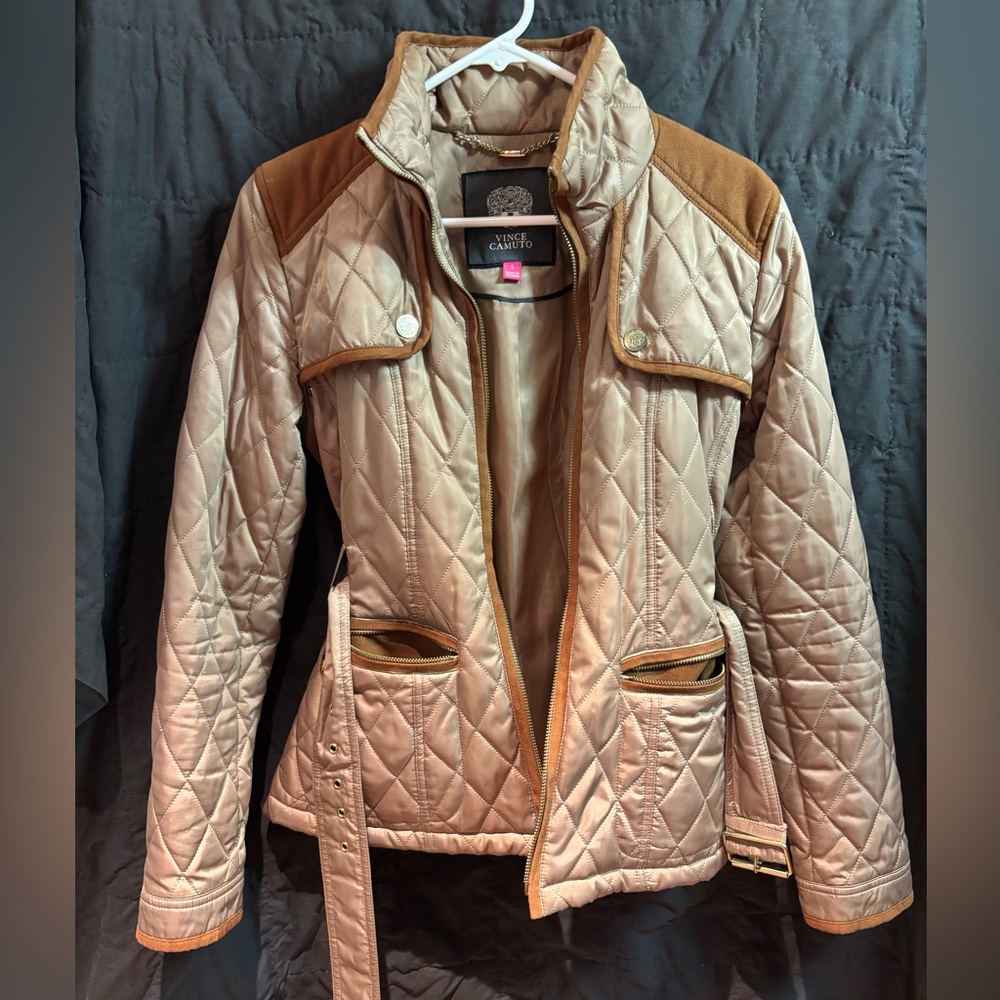 Vince Camuto Women's Quilted Beige and Brown Jacket